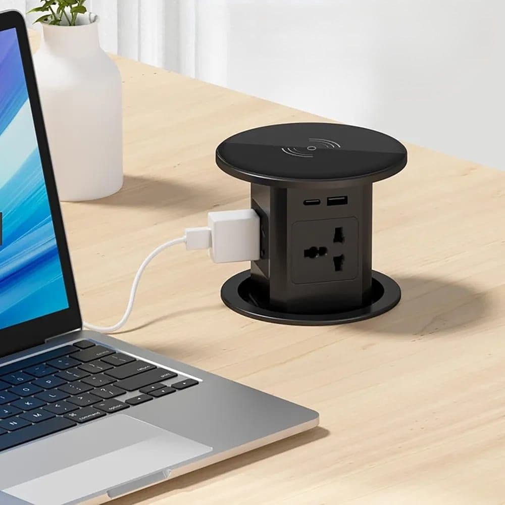 Automatic Pop Up Desk Socket with Wireless Charger