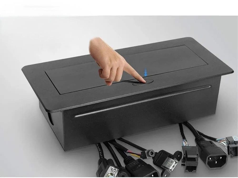 Pop Up Desktop Power Socket, Black or Silver