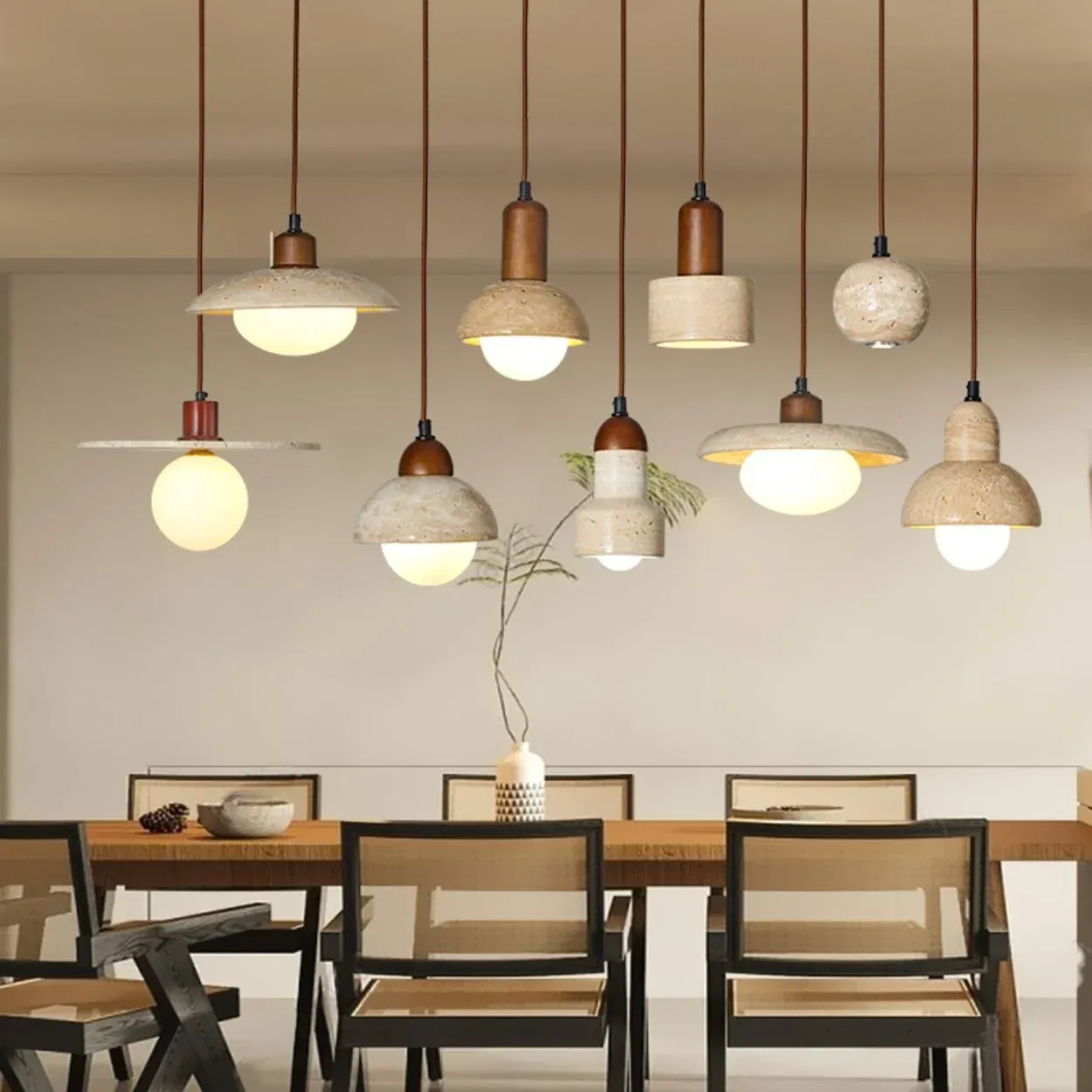 travertine pendant light samples