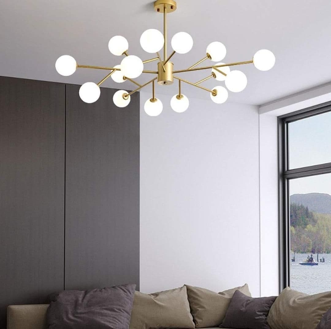 Branch chandelier hanging in a living or dining space