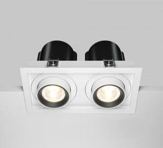 2-Light Recessed Downlight - Flush Mount, White or Black, 12W