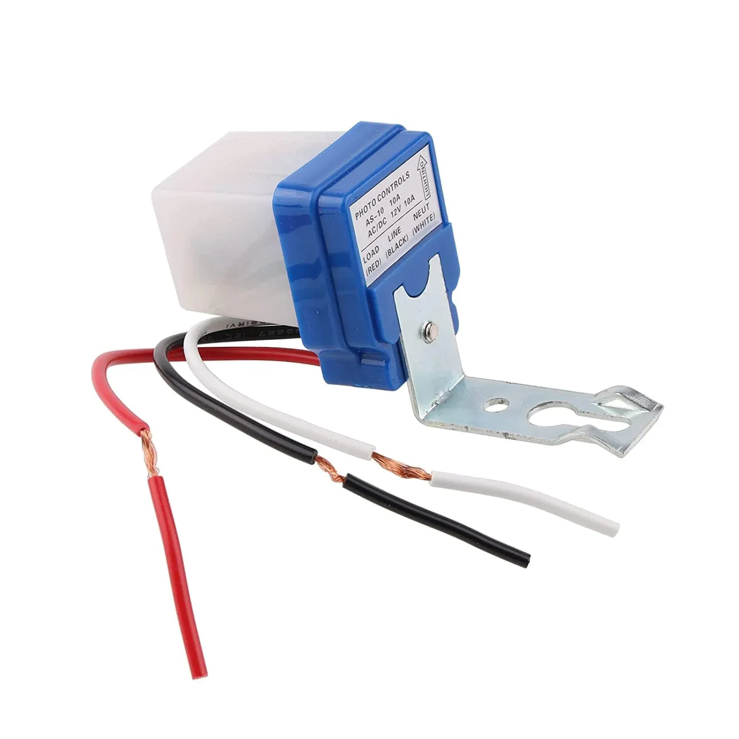 Automatic photocell sensor switch with mounting bracket and wire leads