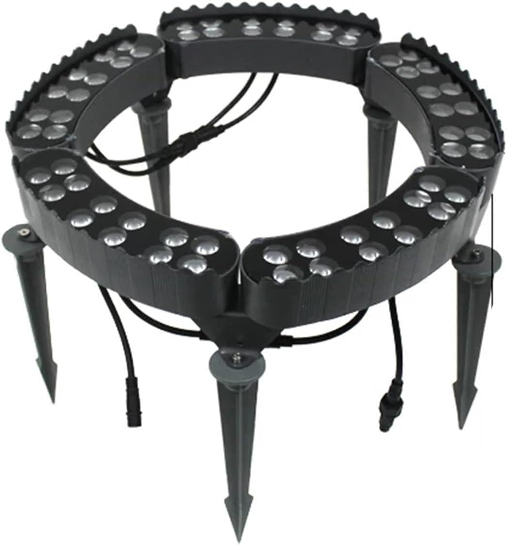 Adjustable LED ring tree light on plain background