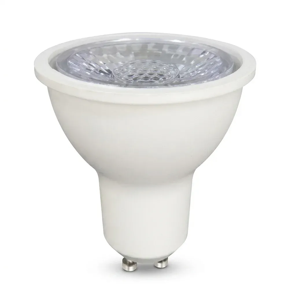 LED MR16 spotlight bulb on plain background