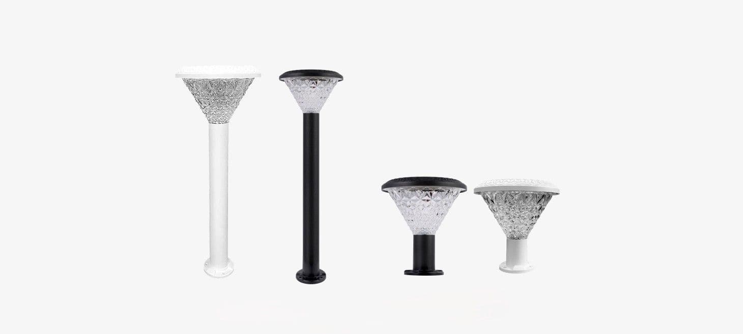Disassembled parts comparison of solar garden light components, set one
