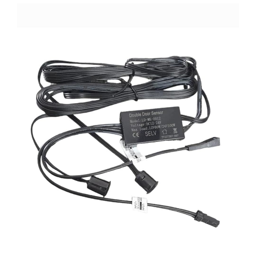 IR sensor for cabinet doors with connecting cable on plain background
