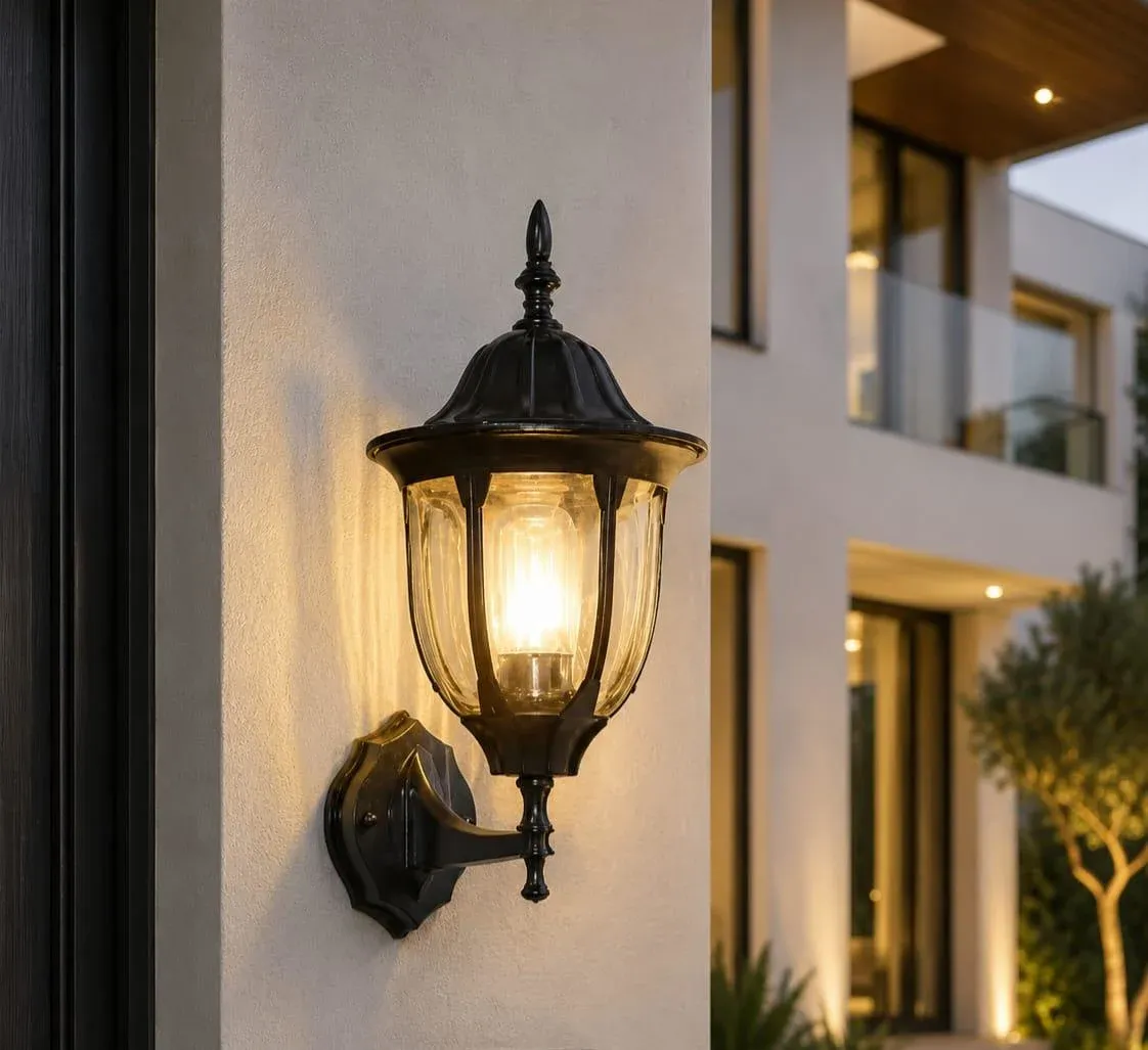 Vintage Black Lantern Wall Light
