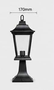 Dimension diagram for the clear glass stand garden light